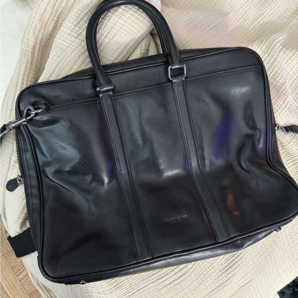 Coach Black Leather Briefcase Metropolitan Slim Brief - Picture 7 of 12